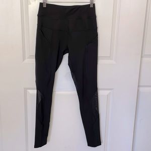 PopFit Black Spiral Mesh Leggings Medium